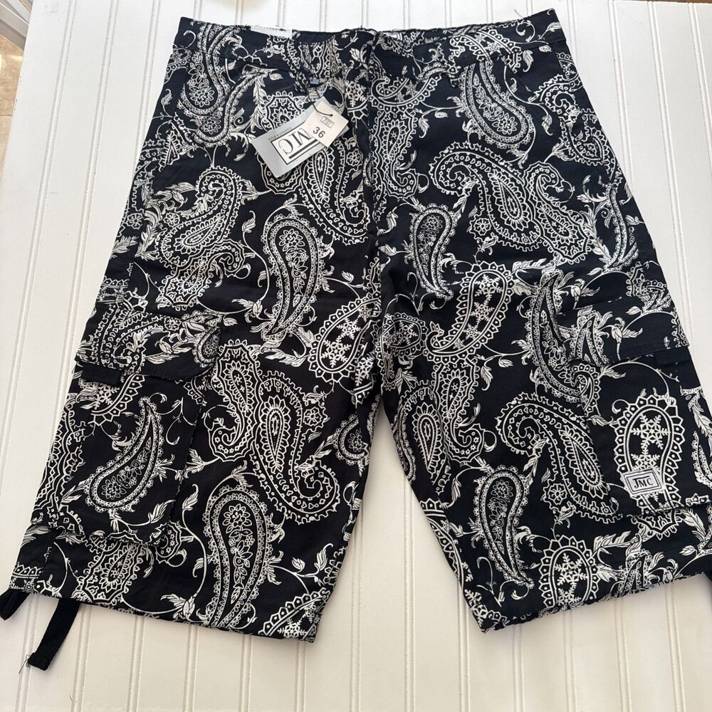 JMC Mens Paisley Cargo Shorts Multi Pocket Outdoor Twill Short. Size 36